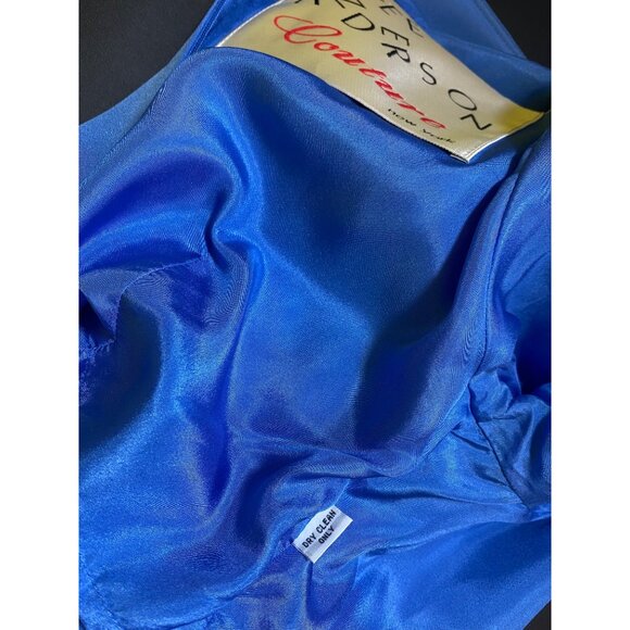 LEE ANDERSON COUTURE NEW YORK‎ Royal Blue Silk Short Sleeve Sheath Dress Size 6 - Picture 4 of 5